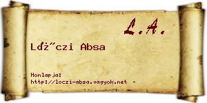 Lóczi Absa névjegykártya